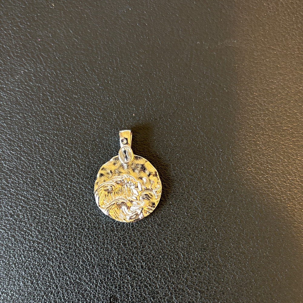 Elegant Silver Ocean,Sun, and Gem Pendant